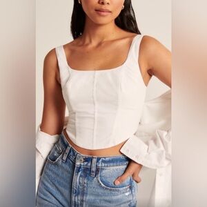 Abercrombie Linen Blend Corset Crop Top White, size XS, like new!